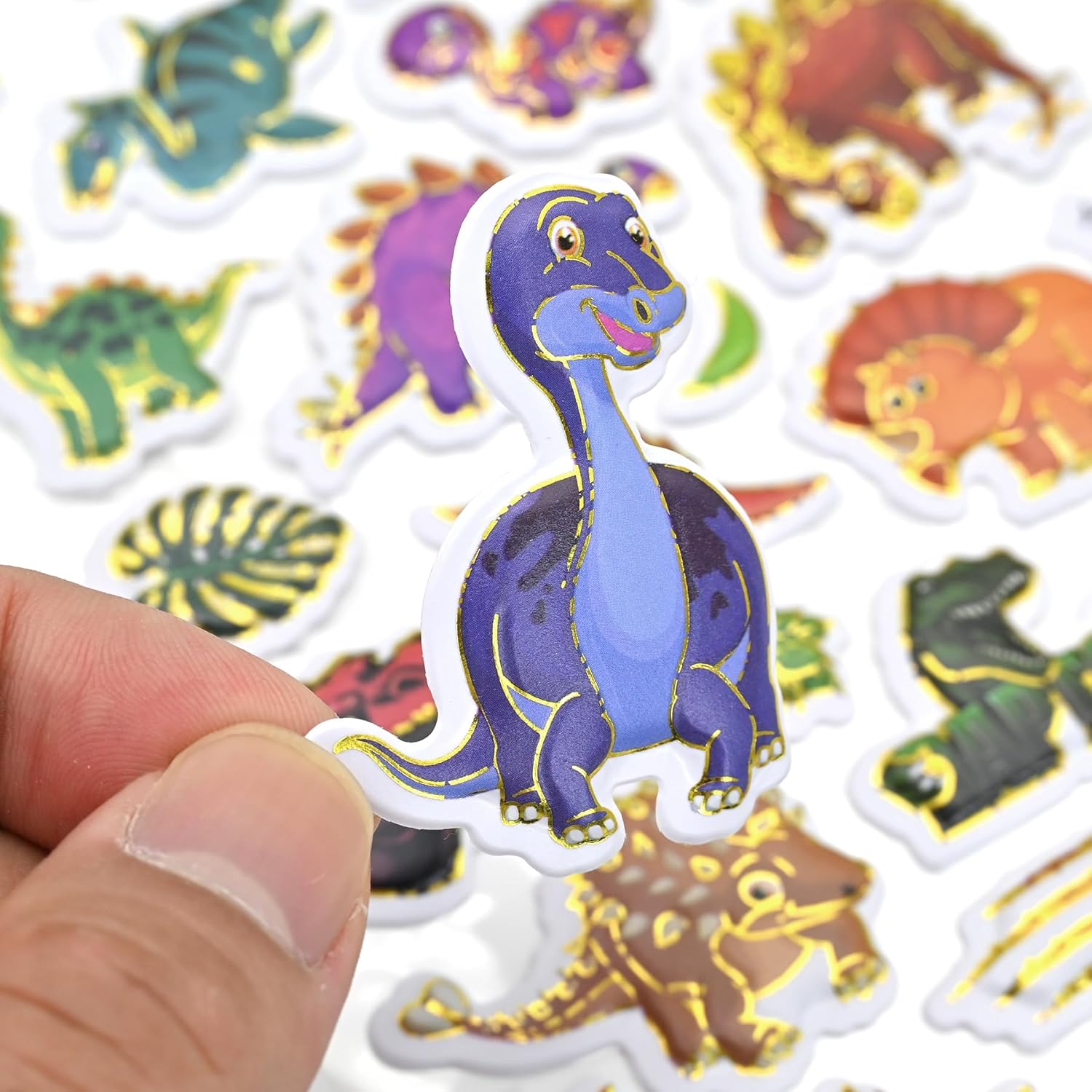 3D Stickers for Kids Toddlers 12 Sheets, 379 Pcs Gold Stamping Puffy Stickers for Boys Girls, Preschool Sticker for Reward, Scrapbooking Including Animal, Letters, Numbers, Dinosaurs, Cars and More