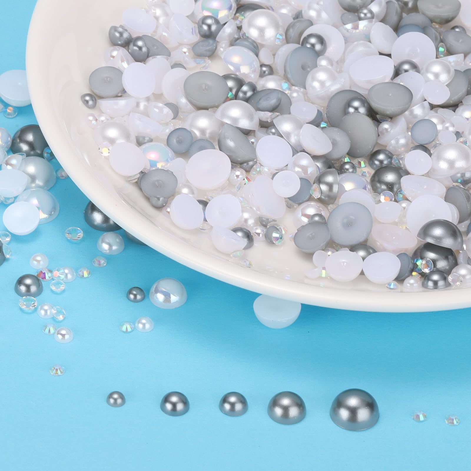 1080 pezzi di perle e strass misti di resina con retro piatto da 3-10mm