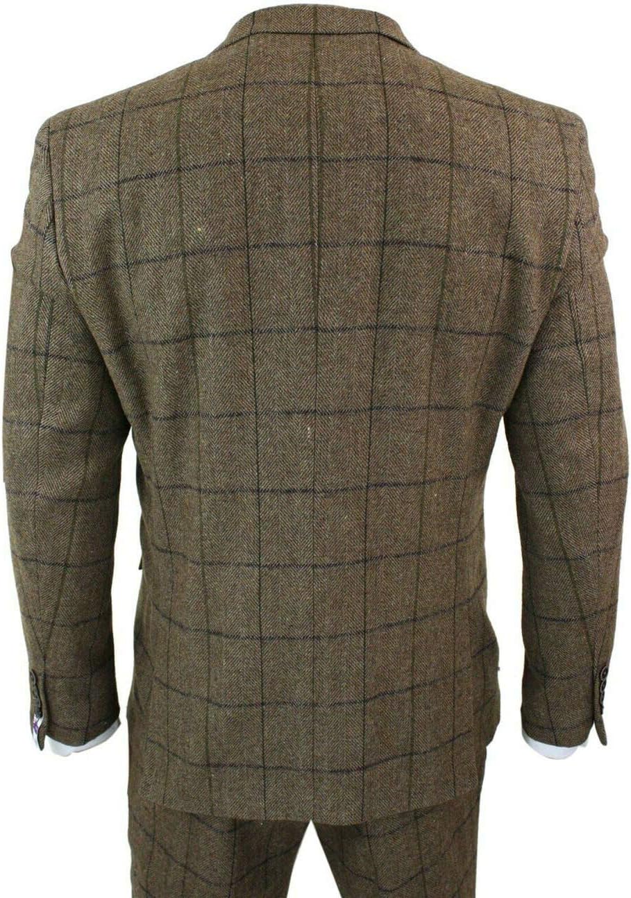 UMISS Men's Plaid Notch Lapel Suit Jacket Vest & Pants 3-Piece Suit Set