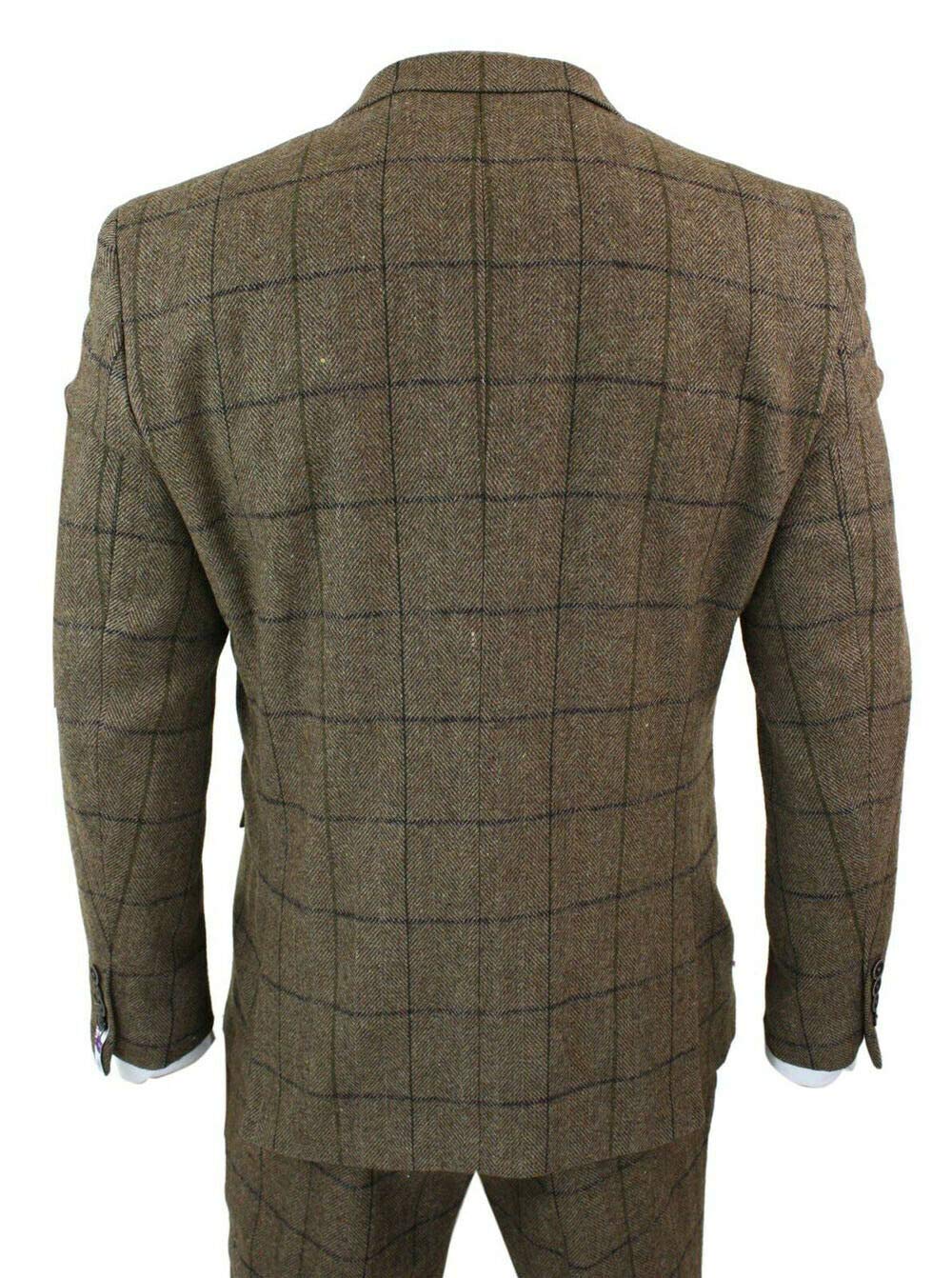 Uomo Completo da Uomo Smoking Vestito Scozzese 3 Pezzi da Uomo 2 Bottoni da Sposa