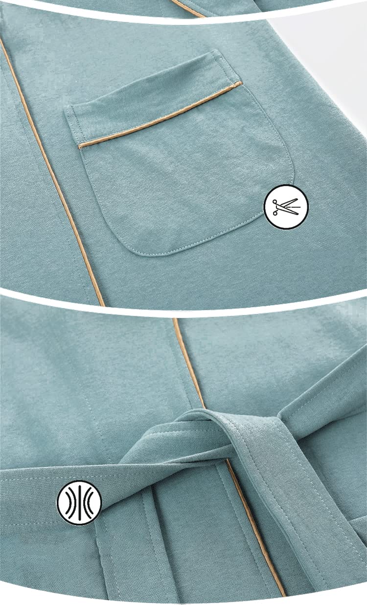 Bata de baño para parejas, color azul, pijama absorbente, manga larga, bata de ducha de talla grande