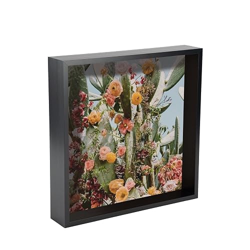 Nicola Spring 3D Shadow Box Photo Frame - 10x10 (25x25cm) - Pack of 1 - Black 3D Deep Photo Frame Box Picture Large Square Display Case for Crafts, Keepsakes, Wedding, Graduation - Black - Pack of 1