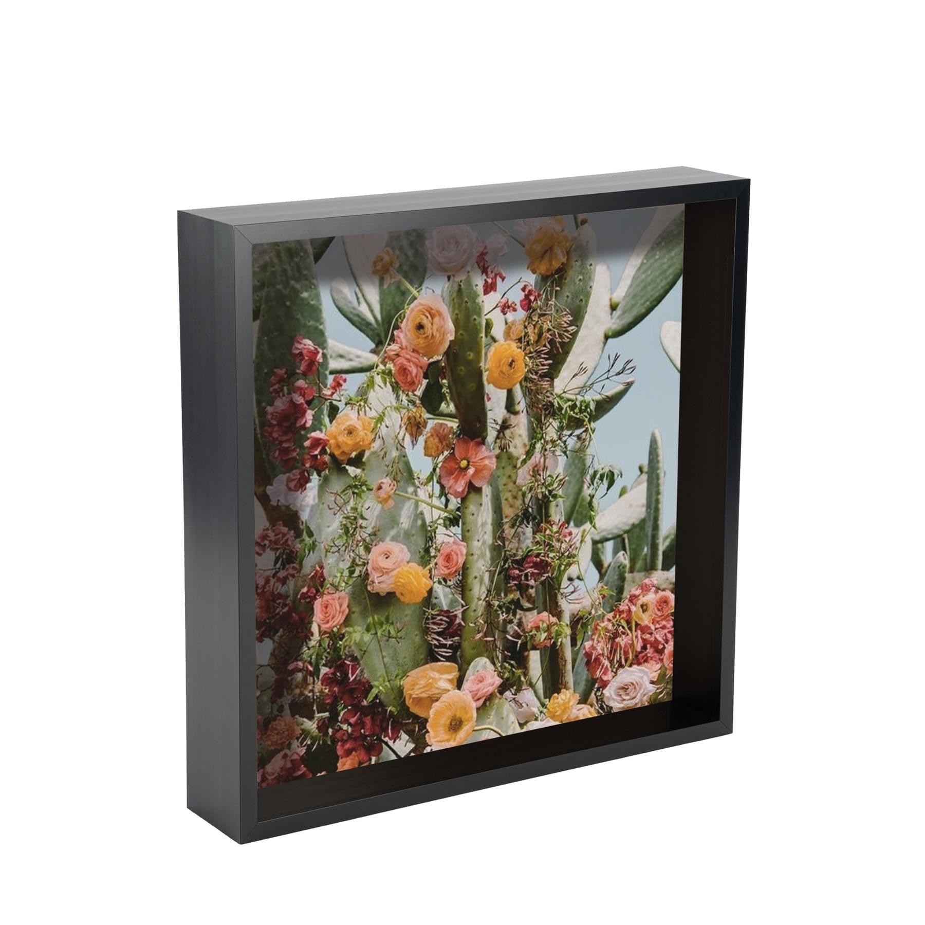 Nicola Spring 3D Shadow Box Photo Frame - 10x10 (25x25cm) - Pack of 1 - Black 3D Deep Photo Frame Box Picture Large Square Display Case for Crafts, Keepsakes, Wedding, Graduation