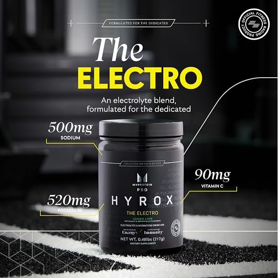 Myprotein Pro x HYROX Electro Drink Mix for Hydration & Muscle Support, Lemon Lime Flavor, 30 Servings, Electrolyte Powder Drink Mix for All Sports & Workouts