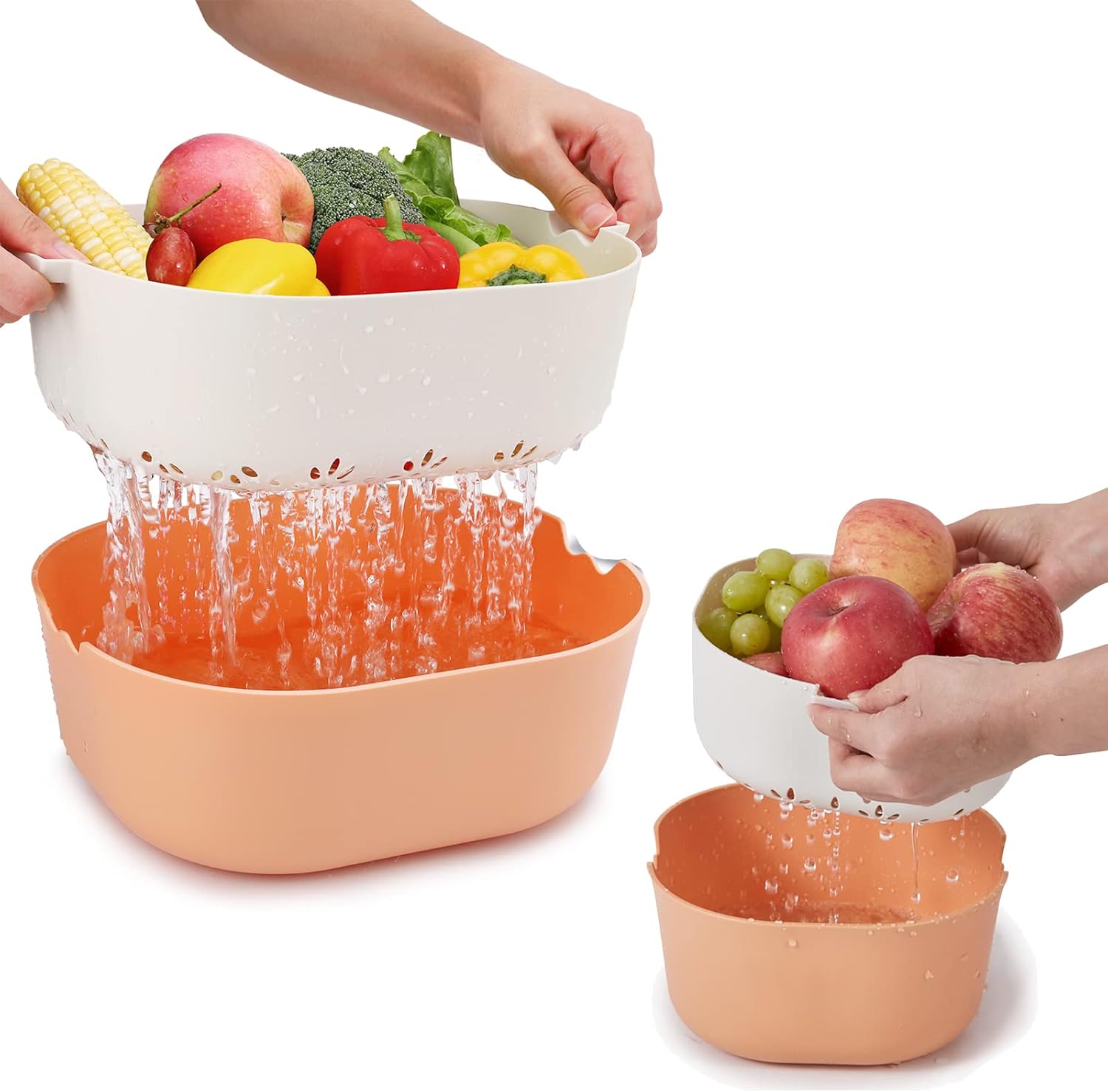 Kitchen Colanders Bowl Set (2 Sets 2.5 Qt+5.5 Qt), Large