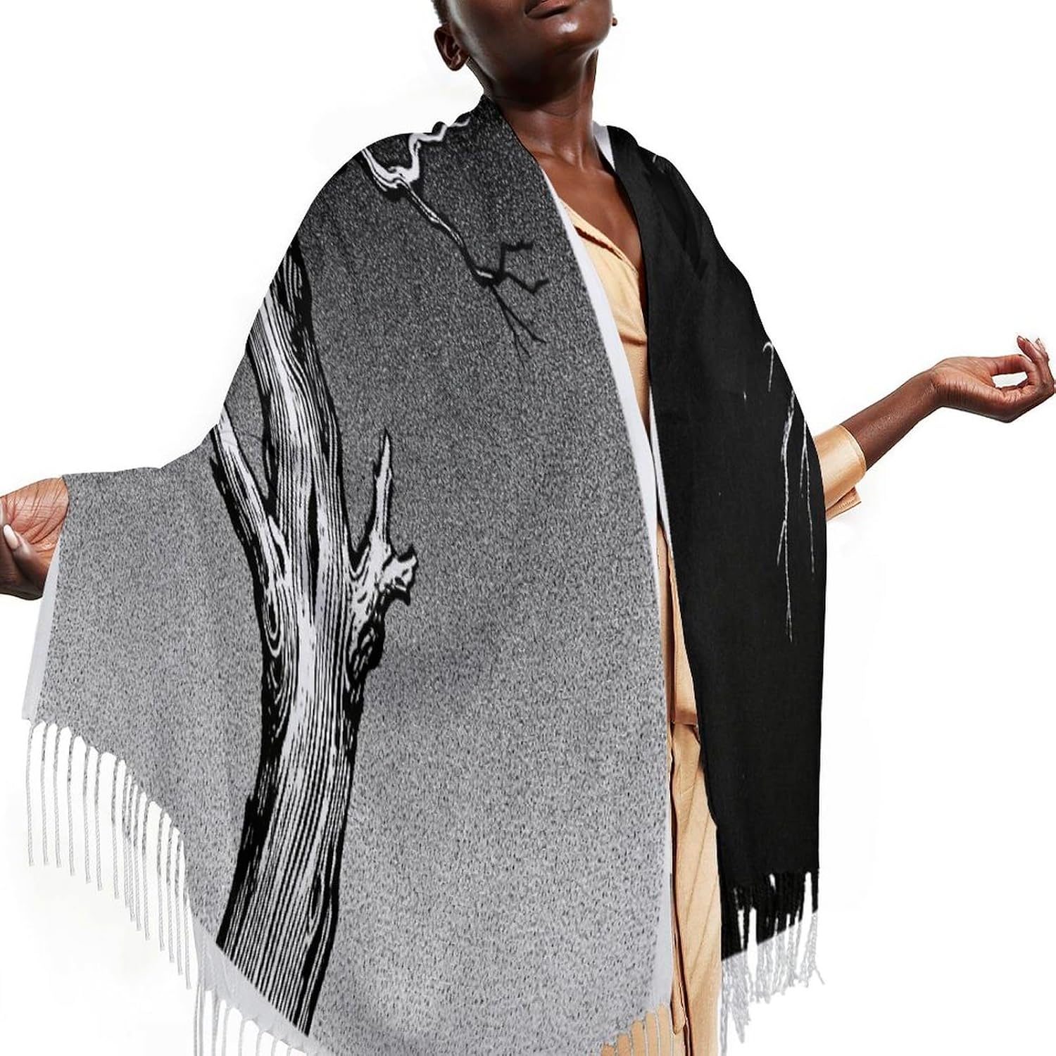 Black - Dark Night Scarfs for Man Women Winter Scarf Long Shawl Wraps Fashion Classic Tassel Scarfs Soft Blanket Scarves