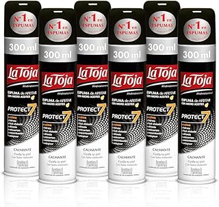 La Toja - Espuma Afeitar Protect 7 , 6uds de 300ml (1.800ml) , Acción hidratante y calmante , Afeitado fácil