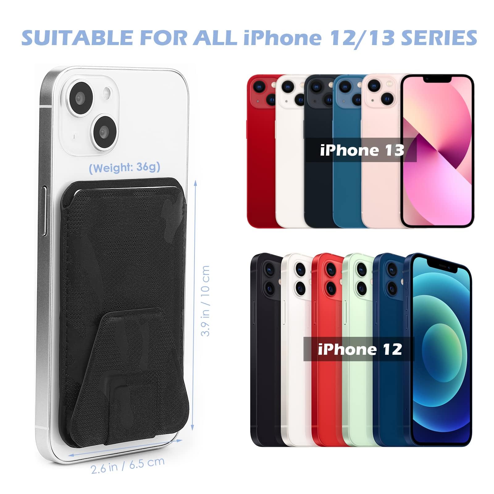 WALLFID Portafoglio in pelle con MagSafe compatibile con iPhone 12/13 Mini/Pro/Max, supporto RFID con magnete MagSafe