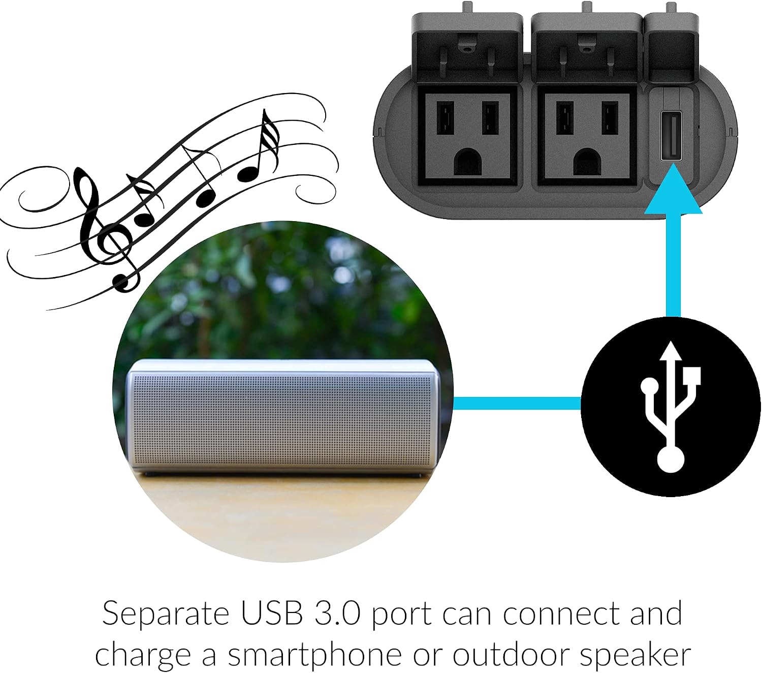 D-Link Wi-Fi Smart Outdoor Plug with 2 Outlets and 1 USB Port, No Hub Required, Works with Google Assistant (DSP-W320-US) , Black
