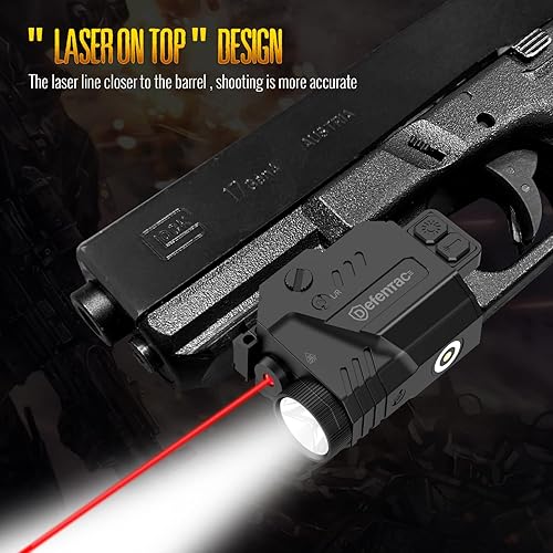 Miniatura 6 de Defentac Combo de luz láser de pistola de 680 lúmenes, linterna táctica estroboscópica con haces rojosverdeazules para pistolas compactas con riel,