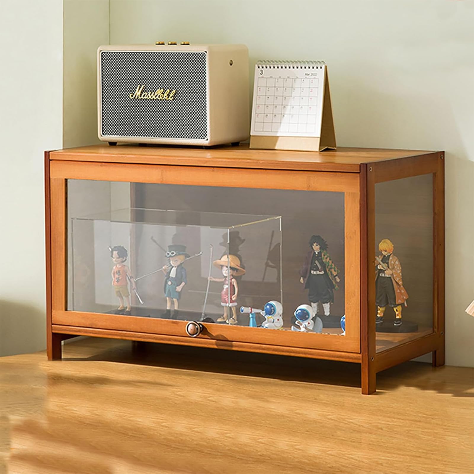 Hynbdes Acrylic Display Cabinet, Living Room Display Cabinet, Showcase, Tough Texture, Sealed and Dustproof, Suitable for Various Scenarios (One layer Brown 80 * 33 * 40 Transparent on three sides)