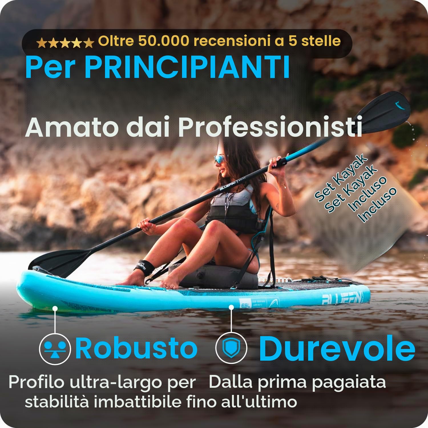 Cruise 10'8 SUP V6 - Blu Originale (incl. Kit di conversione Kayak)