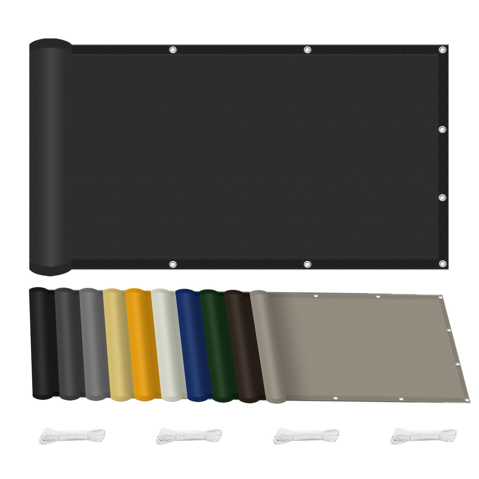 Voile d'ombrage haut de gamme 150x340 cm noir résistant aux UV