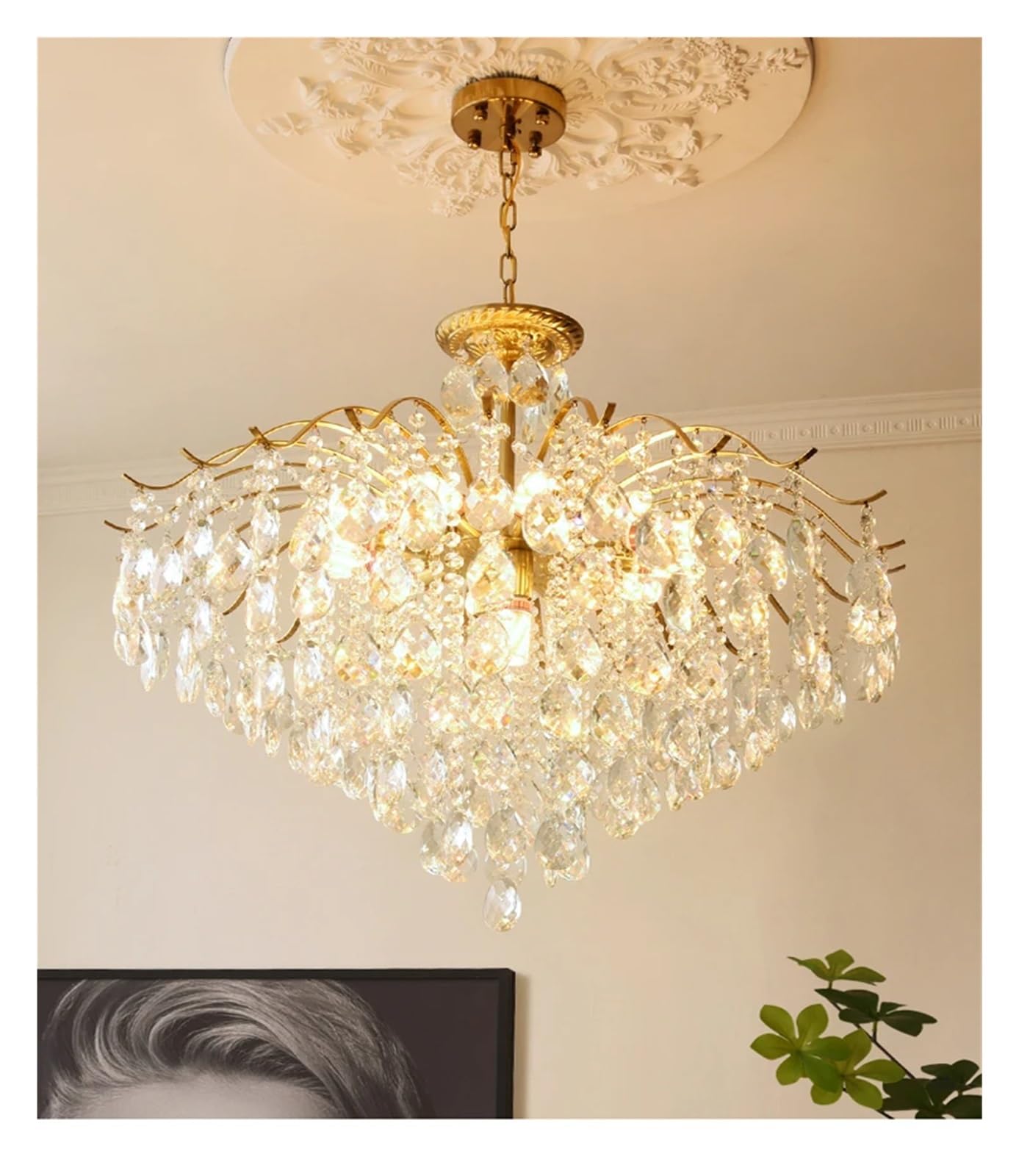 MESOVFCA Luxury Crystal Ceiling Chandeliers Lighting Hanging Lamps Dining Living Room Bedroom Tree Branch Chandelier Pendant Light