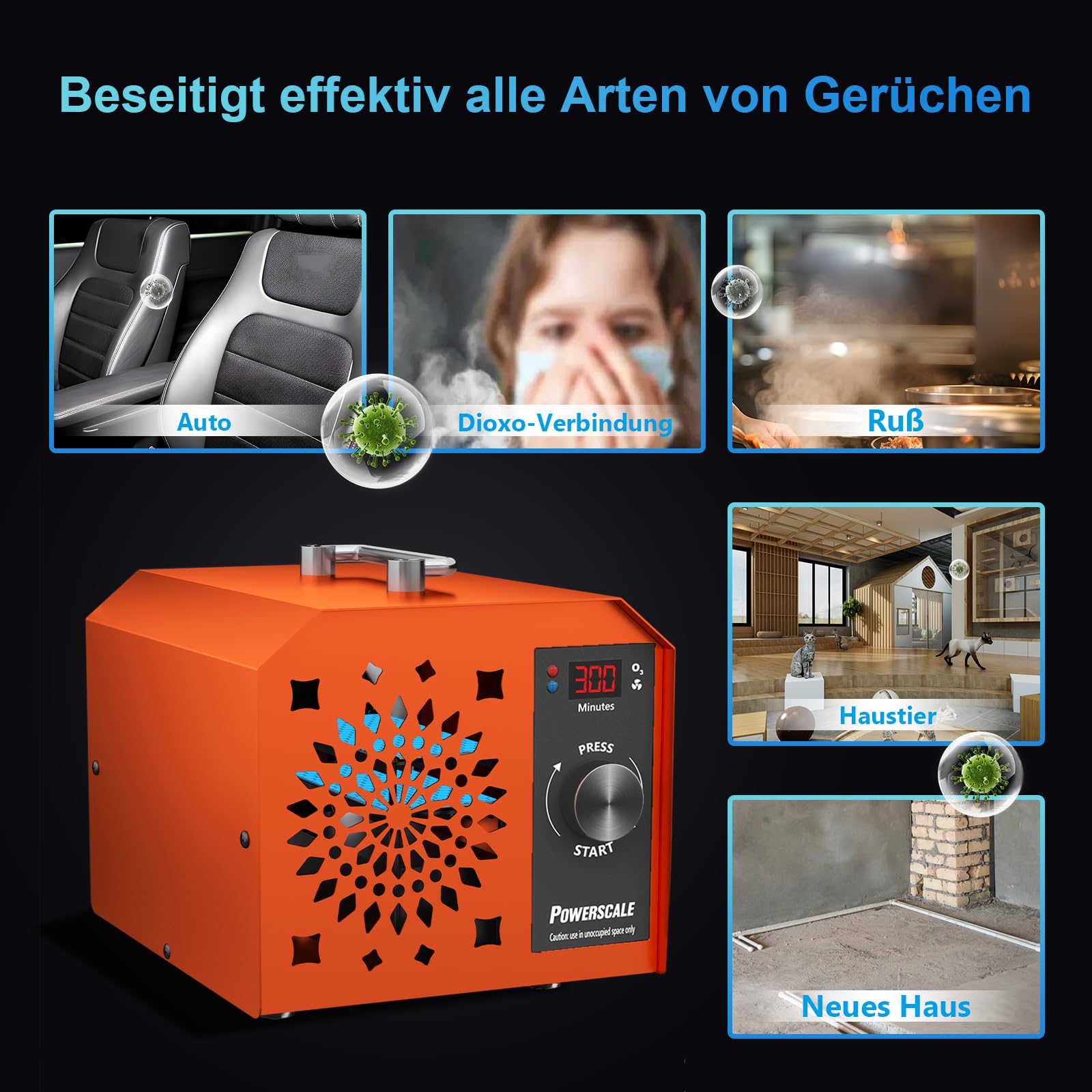 PowerScale OZB3 Gewerblicher Ozongenerator 250.000 mg/h – Industrielles Ozon Luftreiniger Gerät zur Geruchsbeseitigung, Desinfektion & Sterilisation für große Räume & Büros