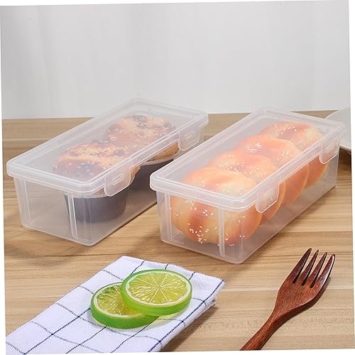 Miniatura 4 de Housoutil Caja de almacenamiento de pan de 2 piezas, organizador de plástico transparente, contenedor de grano de café, caja de almacenamiento de