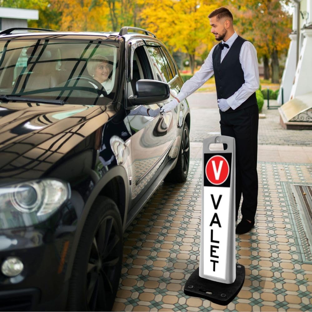 BERRY Poteau de délimitation flexible de 110 cm avec base lestée de 10 kg – Borne de circulation rebondable robuste avec poignée de transport – Idéal pour les parkings, les hôtels et la gestion