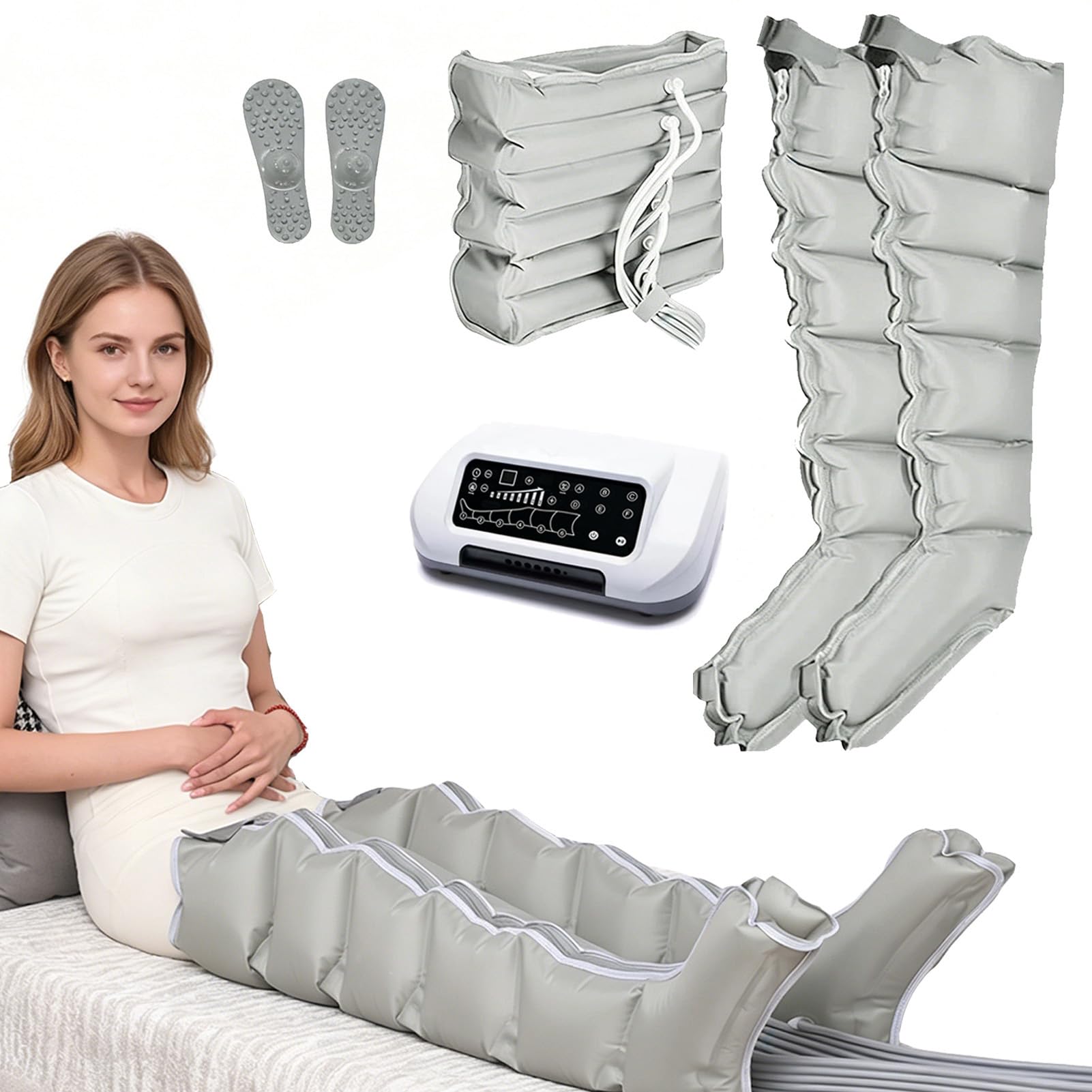 Joyfitness Leg Compression Machine, Recovery Boots, 6 Cavity Compression Design with Pressure Sensor, Wireless Remote, Auto Exhaust, Promotes Circulation and Reduces Swelling, Lipedema Treatment