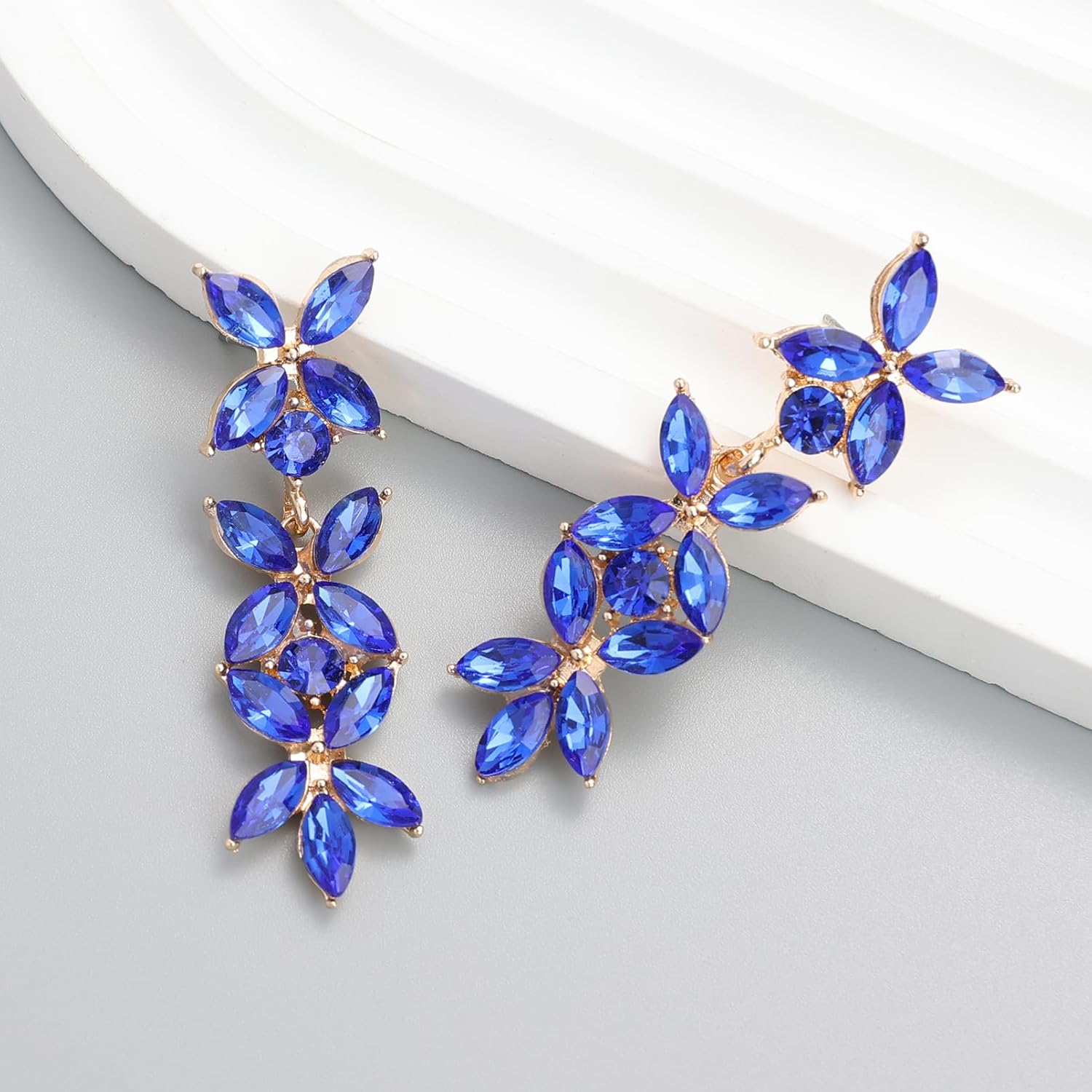 Rhinestone Drop Earrings Sparkly Marquise Crystal Dangle Statement Earrings for Women Wedding Prom Costume - Image 5