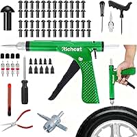 Richcat Kit de reparo de perfuração de pneu sem câmara com plugue de cogumelo, repara furos e pneus furados para motocicletas, carros, caminhões, quadriciclos, kit de reparo de perfuração de arma
