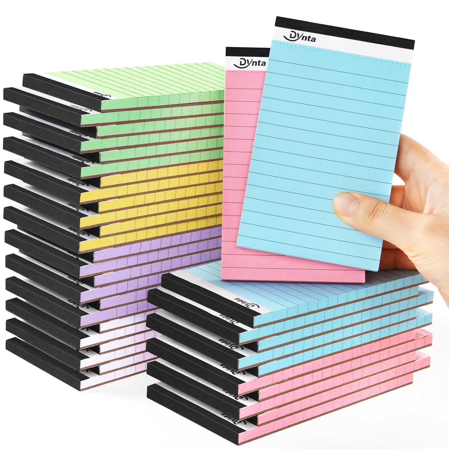 Dynta 36 blocchi per appunti 3 x 5, 45 fogli per mini blocchi da scrittura a righe universitarie, carta colorata 80 g/m², 1620 fogli, multicolore carino blocco note per regalo