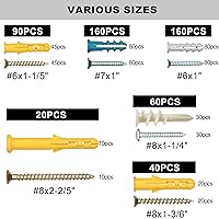 Vista 23 de KURUI Kit surtido de anclajes y tornillos para paneles de yeso, 270 unidades, 135 anclajes de expansión de pared seca de plástico y 135 tornillos