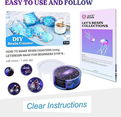 Miniatura 5 de LET'S RESIN Kit de resina para principiantes, incluye resina de 30 onzas, moldes, flores secas, copos de aluminio, herramientas. Sin burbujas,