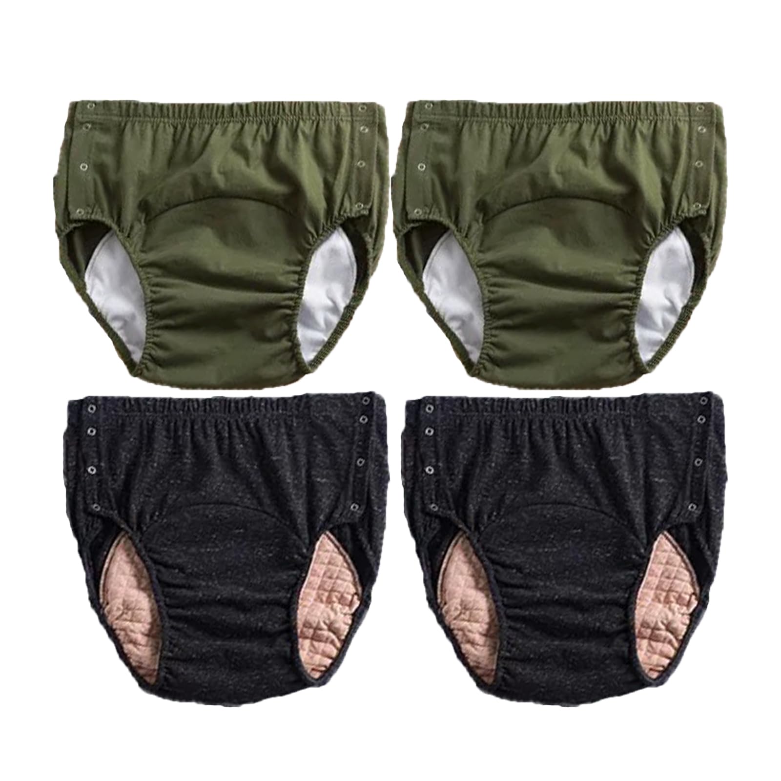 4pcs Inkontinenz Unterwäsche für Unisex, 100% Baumwolle Waschbare Hochsaugfähige Anti-Seiten-Leckage-Unterwäsche für Behinderte, nach der Geburt,XL