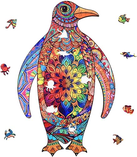 Miniatura 2 de Rompecabezas de madera para adultos, 200 piezas, rompecabezas de madera de pingüino de forma única con caja de madera, decoración artística, regalo