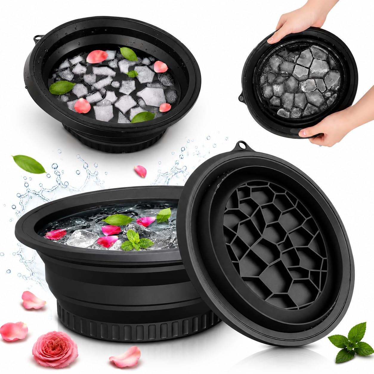 Silicone Collapsible Face Bowl with Built in Ice Tray, Foldable and Hanging Design, Facial Ice Bowl for Skincare, Reusable Beauty Ice Mold for Glowing Skin, Skin Tightening & Acne Relief , BPA-Free-image-48
