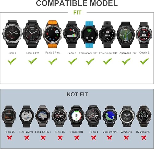 Miniatura 6 de Compatible con Garmin Fenix 5, correa de silicona de repuesto para Garmin Fenix 5Fenix 5 PlusFenix 6Fenix 6 ProFenix 7Fenix 7 SolarFenix 7 Sapphire