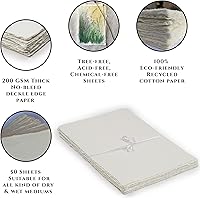 Vista 3 de Papel de acuarela 6 x 4 pulgadas Papel de acuarela mixto 150 GSM grueso borde Deckle borde de papel hecho a mano Blanco roto