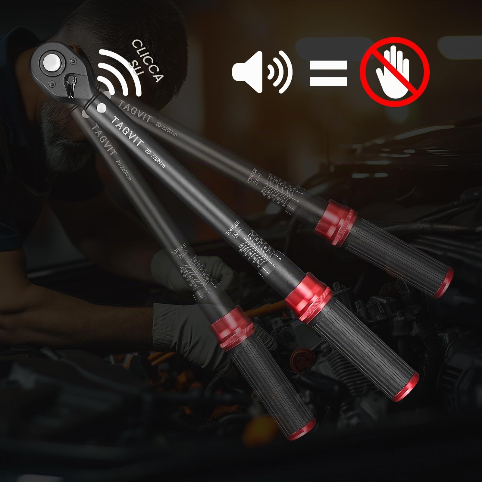 Set di 3 Chiavi Dinamometriche Meccaniche | 5-25Nm / 10-60Nm / 20-220Nm | Massima Precisione, Alta Durata per Officina, Riparazione Auto, Fai da Te e Industria
