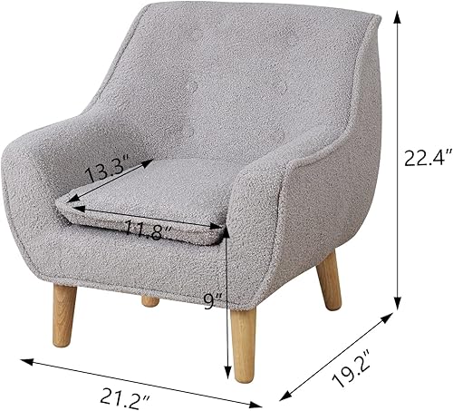 Miniatura 4 de Sofá para niñossilla para niños pequeños con tela sherpa súper suave, sillón tapizado para niños individuales con cojínsilla para niños con patas de