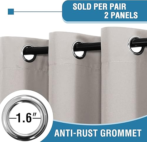 Miniatura 3 de H.VERSAILTEX - Cortinas con 100% de opacidad para dormitorios, salas de estar, con aislamiento completo de luz y calor, con forro negro, set de 2