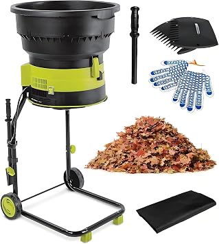 Electric Leaf Mulcher Compost Shredder,2500W High Power Leaf Mulcher with Wheels and Storage Bag,8000RPM Chipper,Garden Cleanup Tool for Yard Cleanup, Composting Powercord 60m