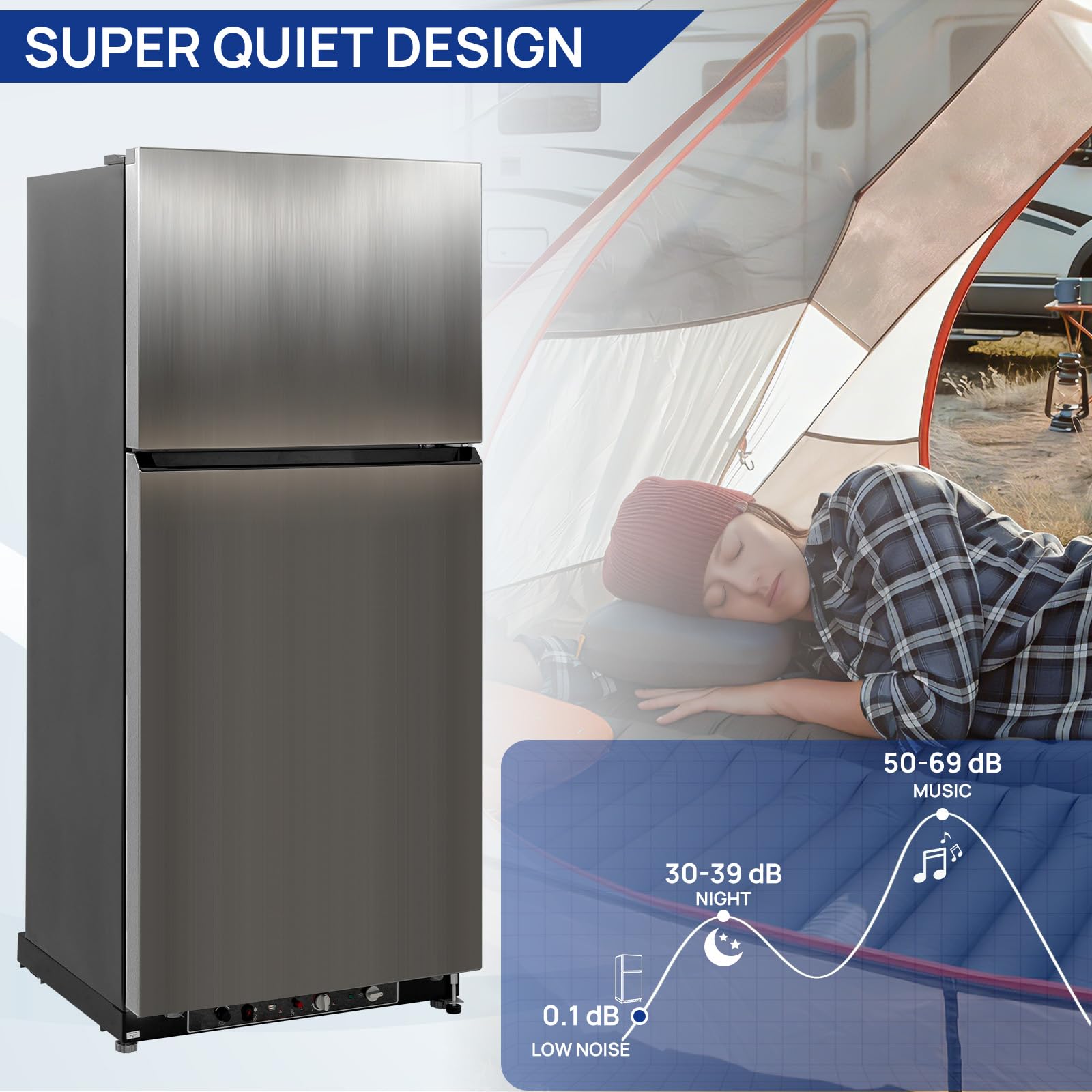 Smad Propane Refrigerator 19.5 Cu.Ft, Off Grid Propane Refrigerator With Freezer, Propane Fridge Powered 110v/Lpg With Top Freezer, For Garage,RV,Cabin,Food Truck,Cottages Use on Fridge.com - View 5