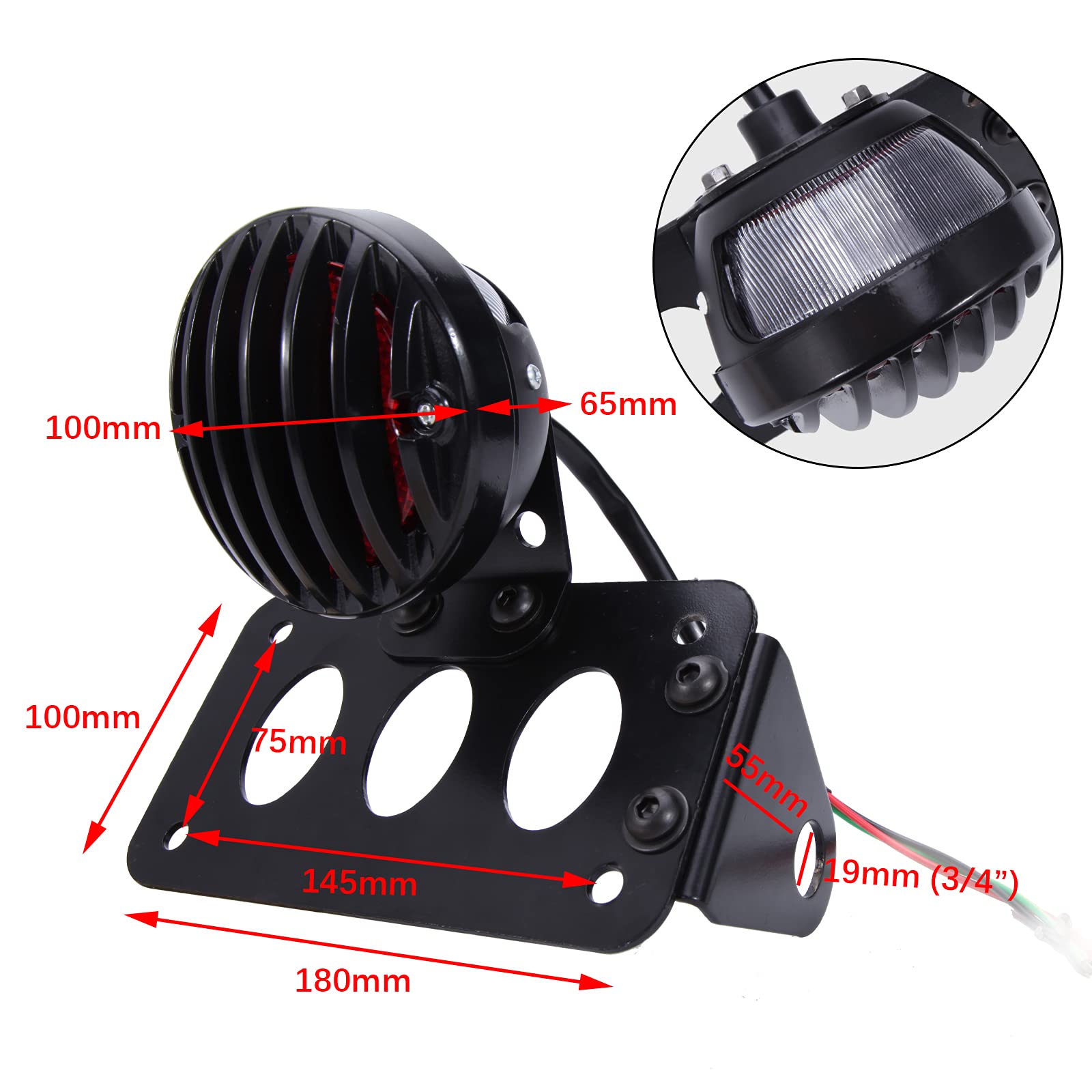 JMTBNO Fanale Posteriore Moto con Porta Targa Laterale Luce Freno Luce Stop Luce Targa Integrata Alluminio Impermeabile Universale 12V per Sportster 883 1200 Cruiser Bobber Chopper Cafe Racer