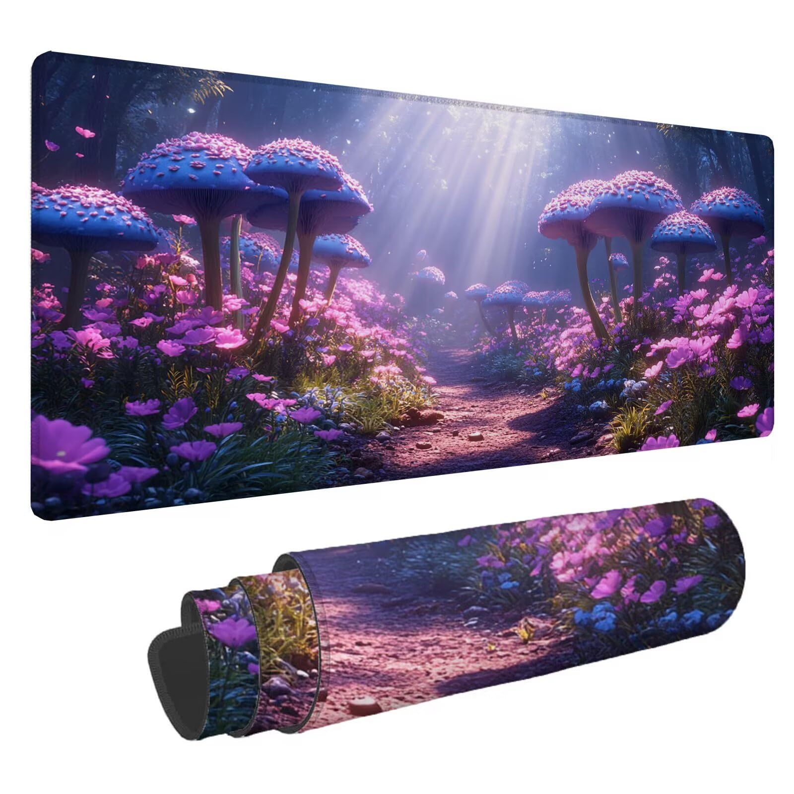 Grzybowa podkładka pod mysz XXL leśna podkładka pod mysz 1500 x 800 x 4 mm podkładka pod mysz dla graczy, podkładka pod mysz do laptopa, podkładka pod mysz i klawiaturę A-510