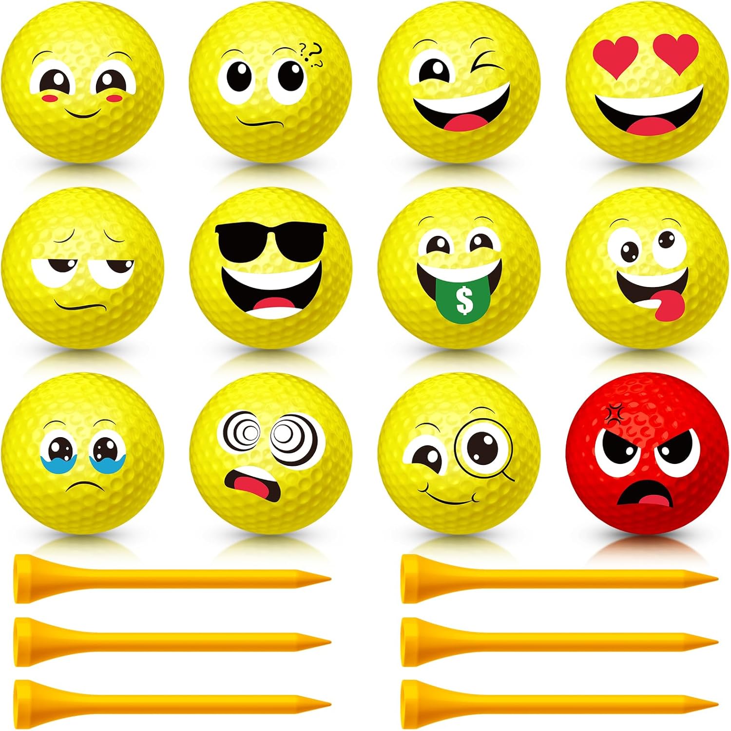 MiniInflat 18 Pcs Funny Golf Balls Gifts Set 12 Humor Golf Balls and 6 Tees for Men Women Coworkers Employees Golfers Birthday Retirement