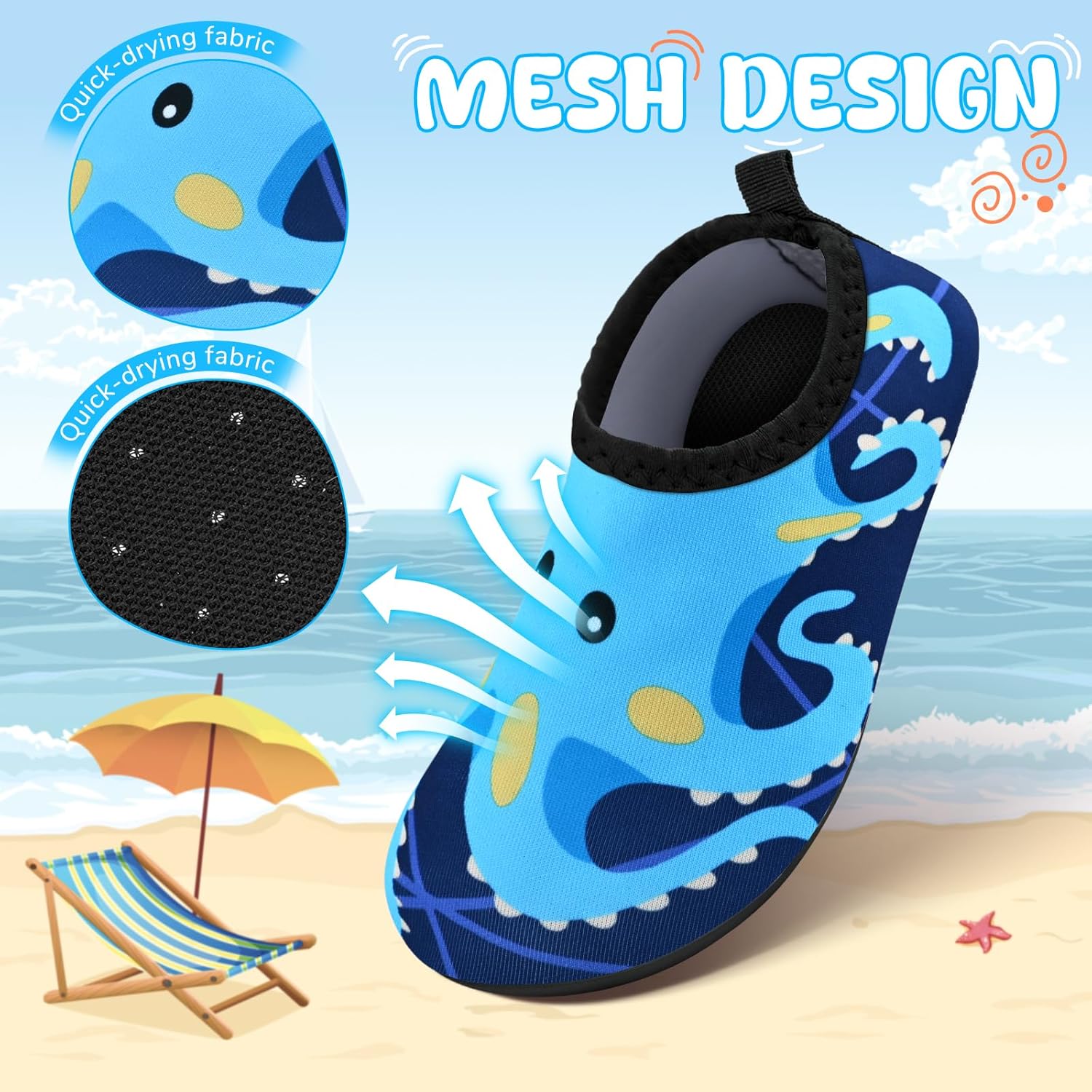 Kids Boys Girls Swim Water Shoes, Toddler Kids Swim Water Shoes Non-Slip Quick Dry Beach Shoes,Barefoot Sports Shoes Aqua Socks for Beach Outdoor Sports - Image 5