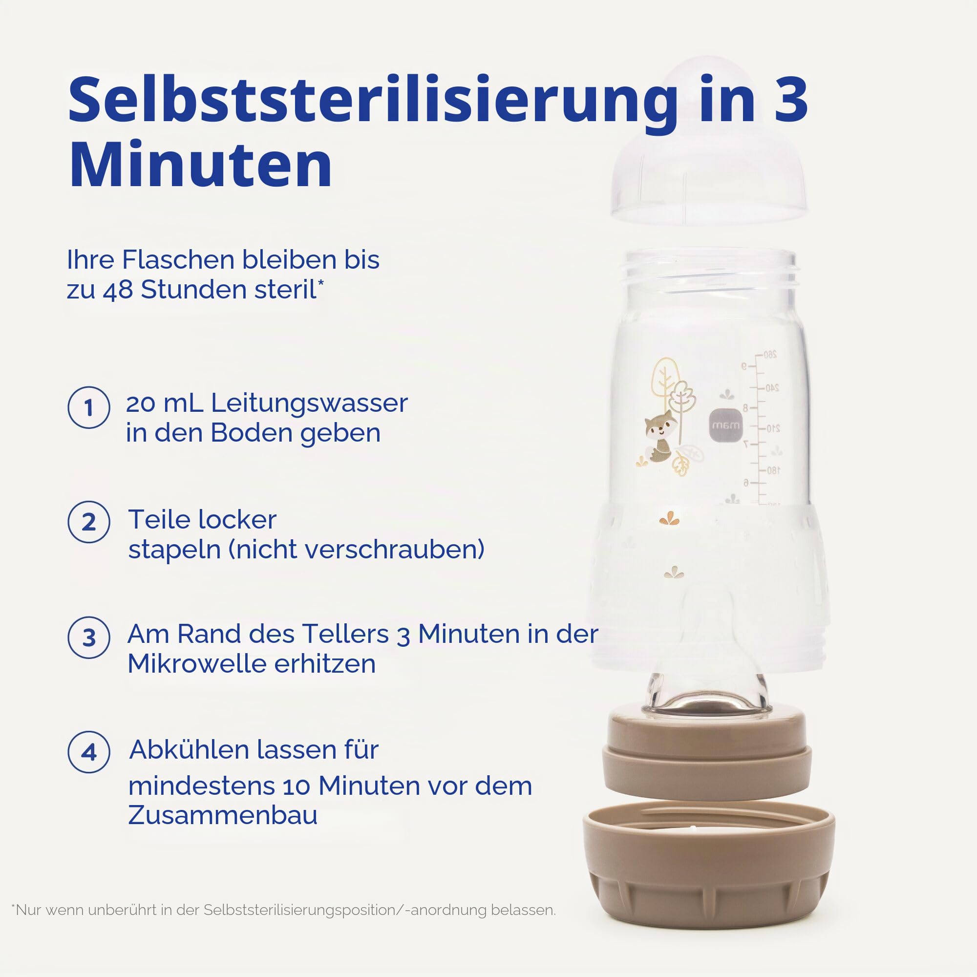 MAM Easy Start Self Sterilising Anti-Colic Baby Bottle 3 Pack (3 x160 ml) with Slow Flow MAM Teats Size 1, Newborn Essentials, Blue (Designs May Vary)