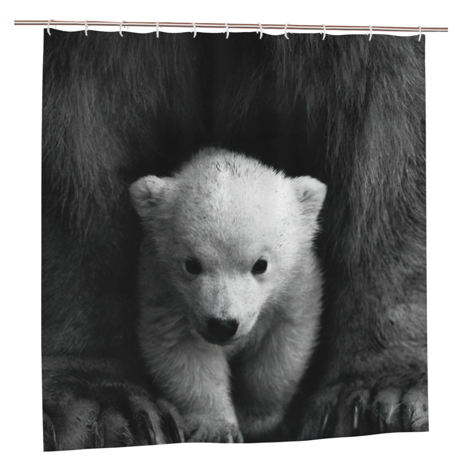 Rideau de douche avec œillets inoxydables en tissu polyester durable