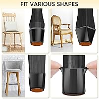 Vista 8 de BALEINE Paquete de 16 protectores de suelo de silicona para patas de silla, tapa protectora para patas de taburete, tapas antideslizantes para patas