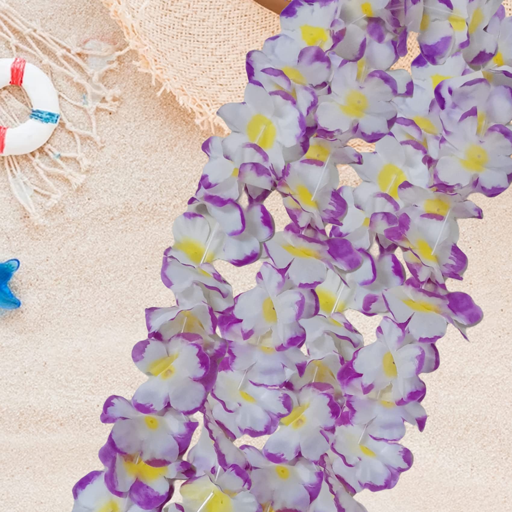 Leis for Luau Party, Hawaii-Halsketten für tropische Blumen, einfarbig, für Geburtstag, Strand, Party, Gastgeschenke (24 lila)