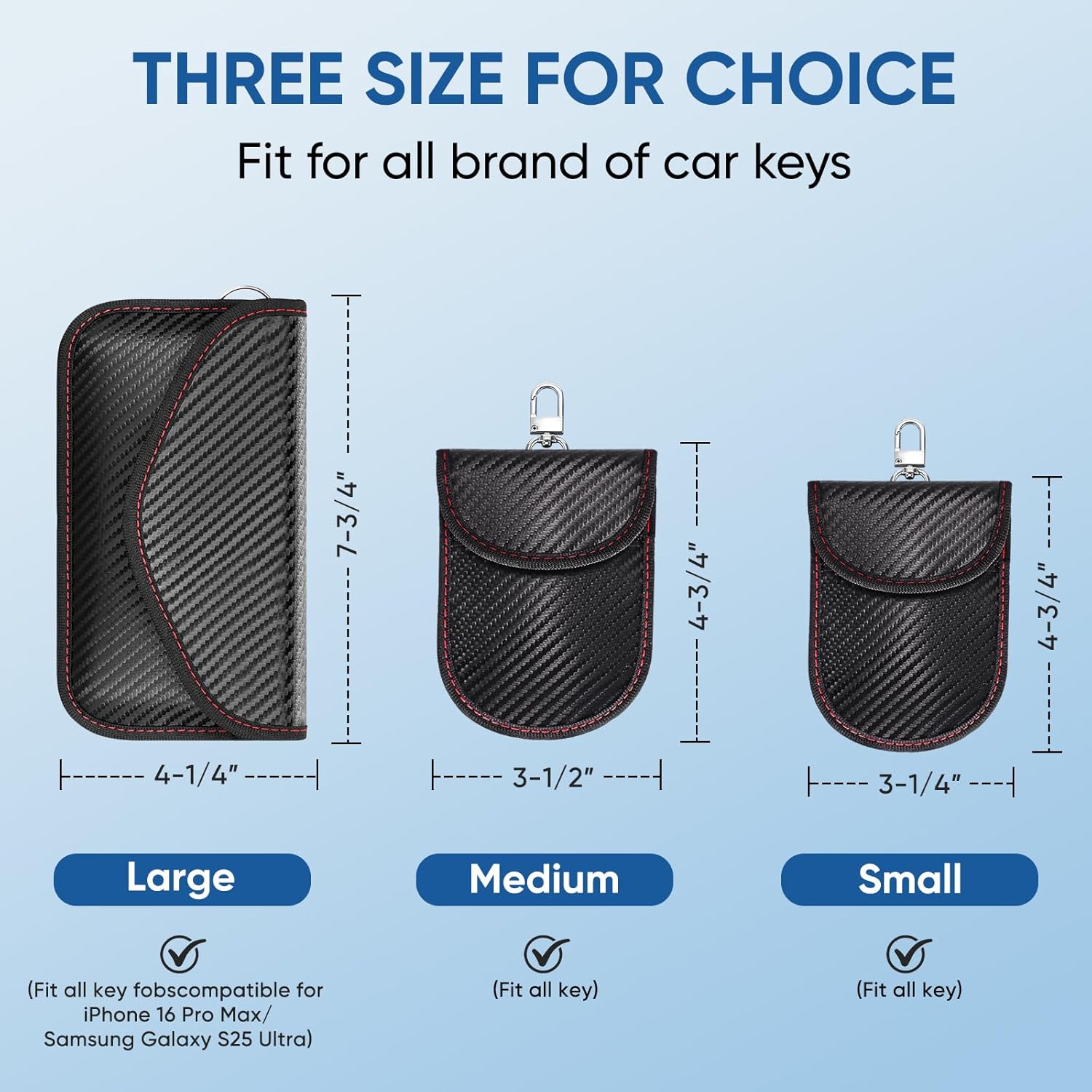 TICONN 2PK Faraday Bag for Key Fob, 7.75"X4.25" Faraday Cage Protector, Car RFID Signal Blocking, Anti-Theft Pouch Anti-Hacking Case Blocker (Black, L) - Image 7