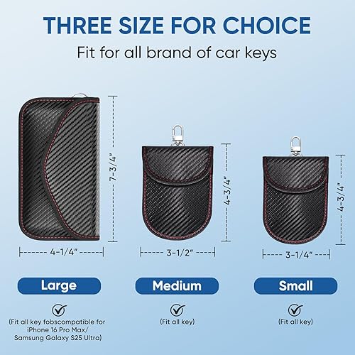Vista 82 de TICONN Faraday - 2 bolsas para llavero, protector de jaula Faraday de 3.5 x 5.0 pulgadas, bloqueo de señal RFID para automóvil, bolsa antirrobo Negro