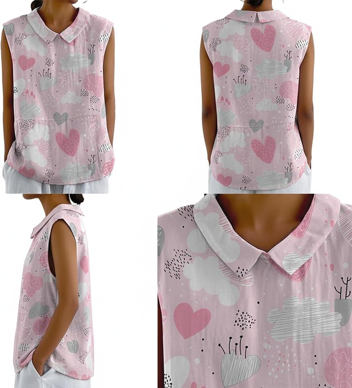 Vibrant Phoenix Print Sleeveless Tank Top with Collar Lightweight Loose Casual Blouses Soft Breathable Shirts for Women Outdoor Activities,L image 7