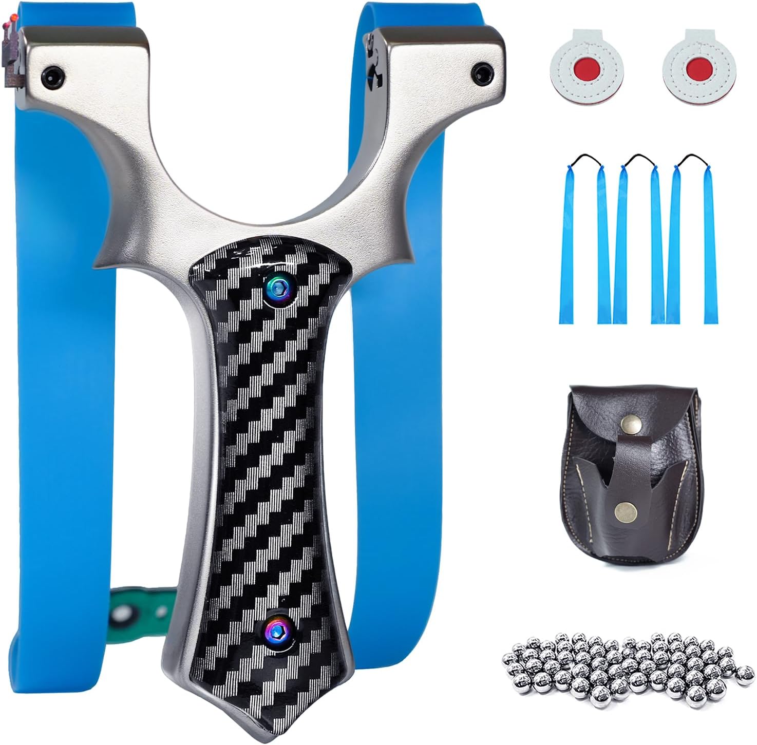 Professional Hunting Slingshot for Adults – Most Powerful & Accurate Wrist Rocket with Fiber Optic Sights, Tactical Kit, 100 Steel Ammo & Carry Pouch
