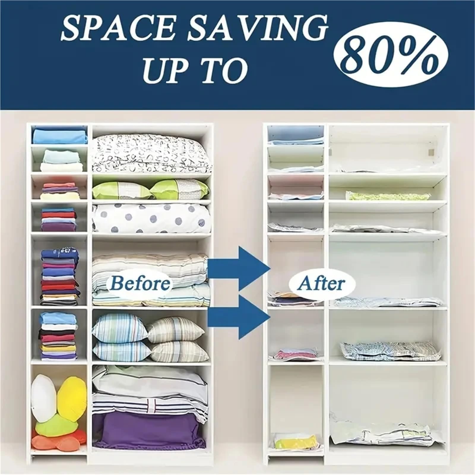 Kompressionsbeutel Kompressionspacktaschen passen in Koffer, um Platz in der Kleidung zu sparen Für Reisen(5pcs70x100CM-pump)